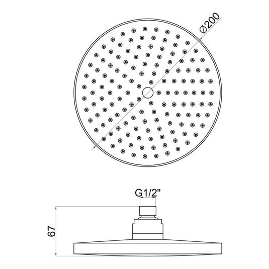 Ruby 200mm Round Showerhead - Chrome - RUBY105858 - Bathroom Shack