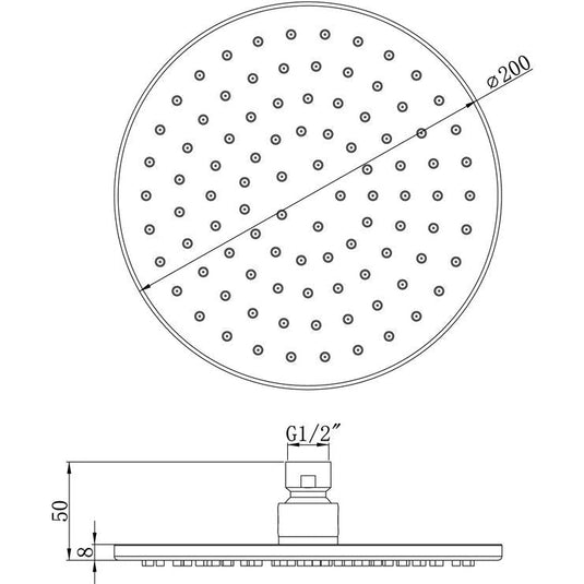 Ruby 200mm Round Showerhead - Chrome - RUBY105867 - Bathroom Shack