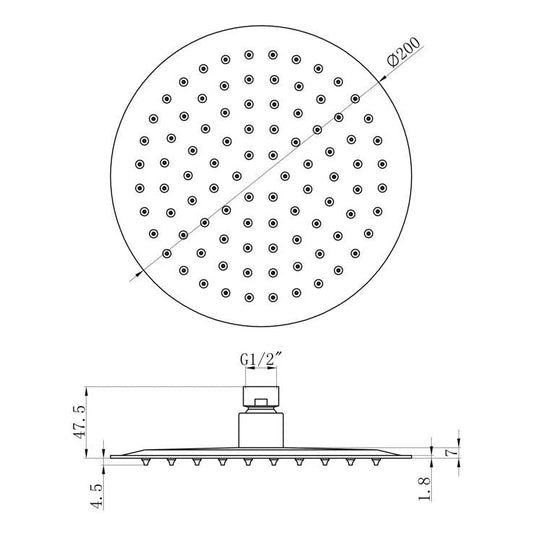 Ruby 200mm Round Showerhead - Matt Black - RUBY106792 - Bathroom Shack