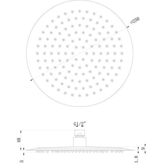 Ruby 250mm Round Showerhead - Brushed Brass - RUBY106554 - Bathroom Shack