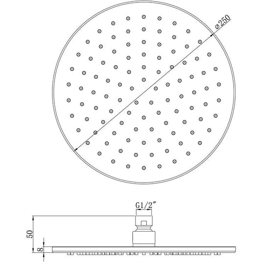 Ruby 250mm Round Showerhead - Chrome - RUBY105868 - Bathroom Shack