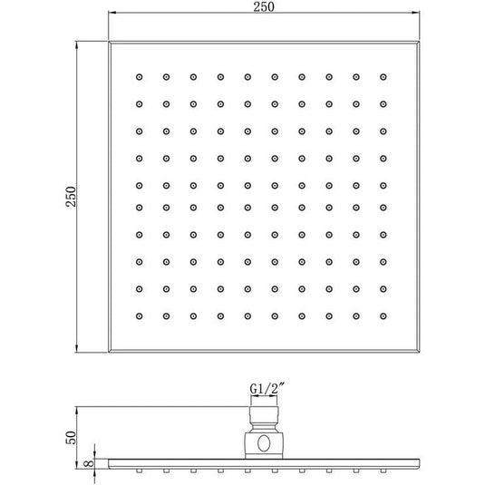 Ruby 250mm Square Showerhead - Chrome - RUBY105591 - Bathroom Shack