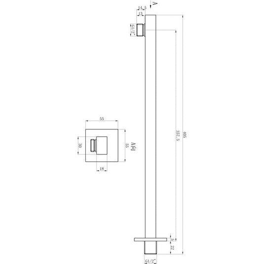 Ruby 300mm Square Shower Arm - Chrome - RUBY105872 - Bathroom Shack