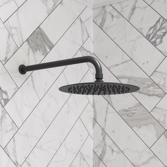 Ruby 320mm Round Shower Arm - Matt Black - RUBY106788 - Bathroom Shack