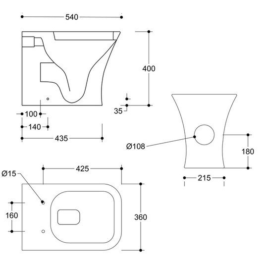 Ruby Bailey Rimless Back To Wall WC & Wrapover Soft Close Seat - RUBY101523 - Bathroom Shack