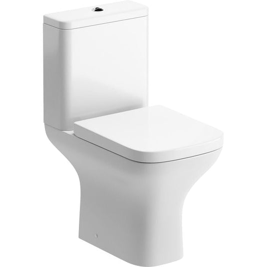 Ruby Bailey Rimless Comfort Height Close Coupled Open Back WC & Wrapover Soft Close Seat - RUBY108885 - Bathroom Shack
