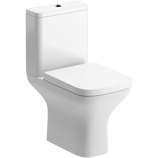 Ruby Bailey Rimless Short Projection Close Coupled Open Back WC & Wrapover Soft Close Seat - RUBY101521 - Bathroom Shack