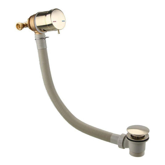 Ruby Bath Overflow Filler w/Integrated Valve - Brushed Brass - RUBY108978 - Bathroom Shack