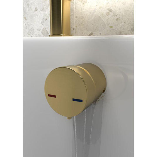 Ruby Bath Overflow Filler w/Integrated Valve - Brushed Brass - RUBY108978 - Bathroom Shack