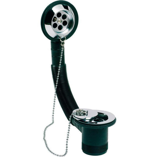 Ruby Bath Waste & Tidy Chain Plug - Chrome - RUBY4105 - Bathroom Shack