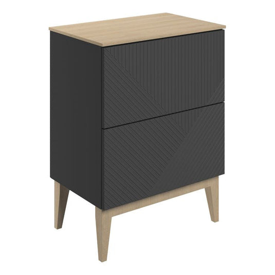 Ruby Bear 610mm Floor Standing 2 Drawer Basin Unit & Maple Oak Effect Worktop - Matt Graphite Grey - RUBY108504 - Bathroom Shack