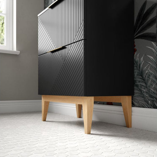 Ruby Bear 610mm Floor Standing 2 Drawer Basin Unit & Maple Oak Effect Worktop - Matt Graphite Grey - RUBY108504 - Bathroom Shack