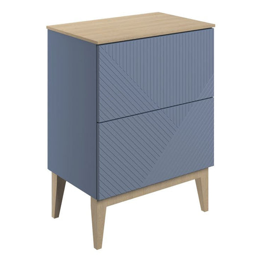 Ruby Bear 610mm Floor Standing 2 Drawer Basin Unit & Maple Oak Effect Worktop - Matt Smoke Blue - RUBY108502 - Bathroom Shack