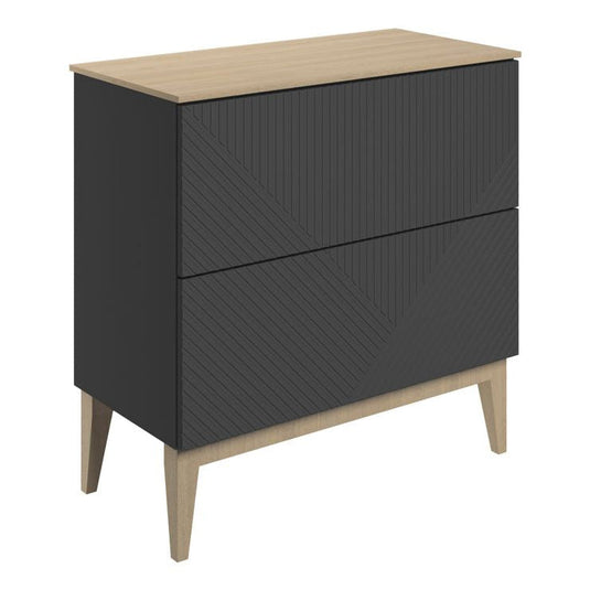 Ruby Bear 810mm Floor Standing 2 Drawer Basin Unit & Maple Oak Effect Worktop - Matt Graphite Grey - RUBY108507 - Bathroom Shack