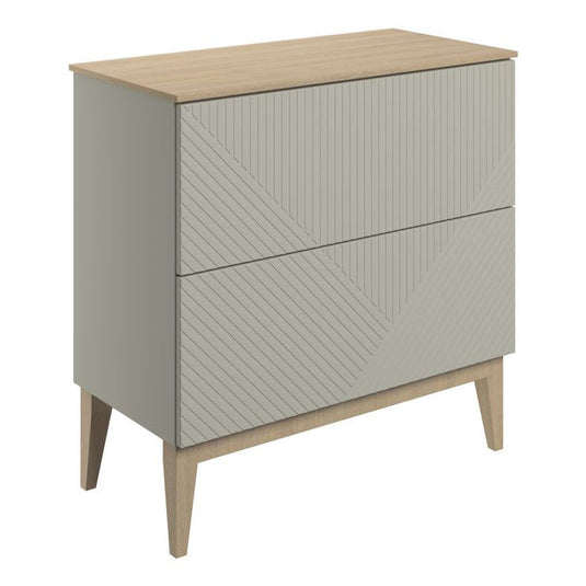 Ruby Bear 810mm Floor Standing 2 Drawer Basin Unit & Maple Oak Effect Worktop - Matt Oat - RUBY108506 - Bathroom Shack