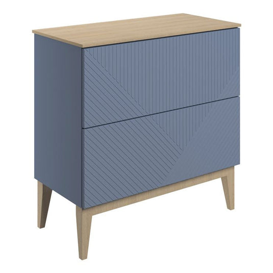 Ruby Bear 810mm Floor Standing 2 Drawer Basin Unit & Maple Oak Effect Worktop - Matt Smoke Blue - RUBY108505 - Bathroom Shack