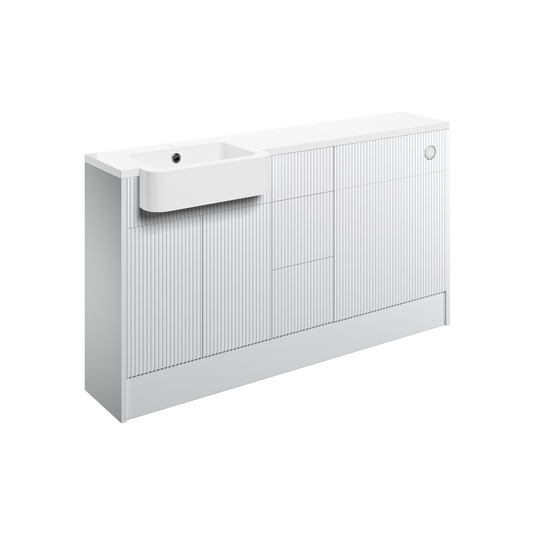 Ruby Benji 1542mm Basin / WC & 3 Drawer Unit Pack (RH) - Matt White - RUBY107102 - Bathroom Shack
