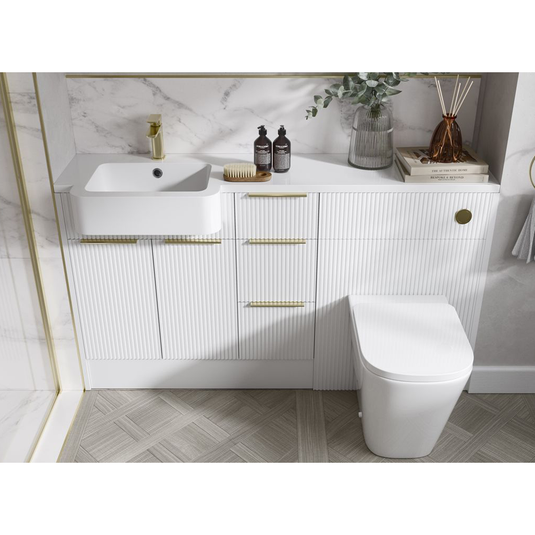 Ruby Benji 1542mm Basin / WC & 3 Drawer Unit Pack (RH) - Matt White - RUBY107102 - Bathroom Shack