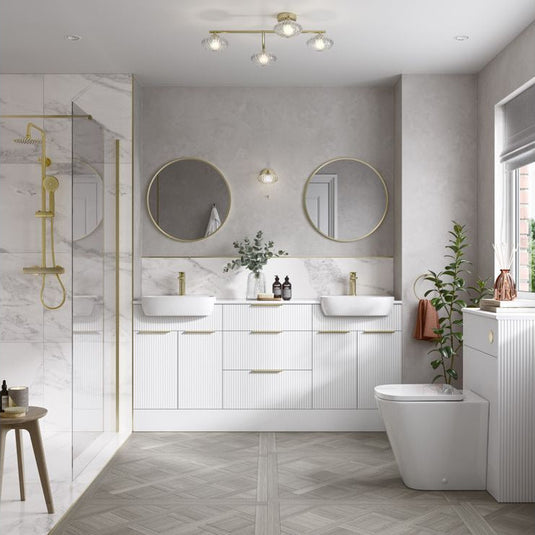 Ruby Benji 1542mm Basin / WC & 3 Drawer Unit Pack (RH) - Matt White - RUBY107102 - Bathroom Shack