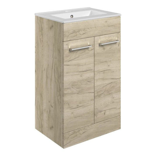 Ruby Bentley 510mm Floor Standing 2 Door Basin Unit & Basin - Oak - RUBY107486 - Bathroom Shack