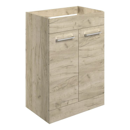 Ruby Bentley 590mm Floor Standing 2 Door Basin Unit (No Top) - Oak - RUBY107495 - Bathroom Shack