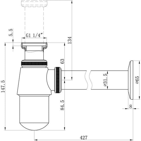 Ruby Bottle Trap - Chrome - RUBY105685 - Bathroom Shack