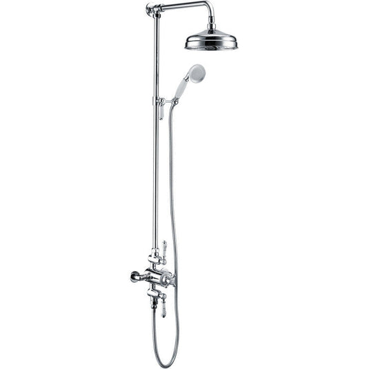 Ruby Brody Traditional Exposed Two Outlet Shower Valve w/Riser Kit & Overhead - Chrome - RUBY105885 - Bathroom Shack