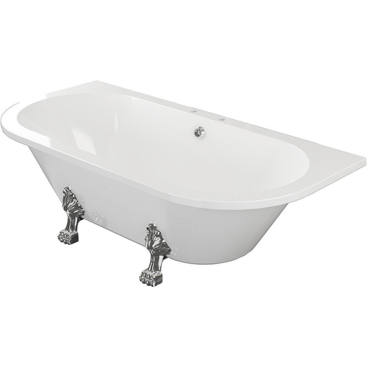 Ruby Cali Freestanding Back To Wall 1700x800x600mm 2TH Bath w/Feet - White - RUBY102813 - Bathroom Shack