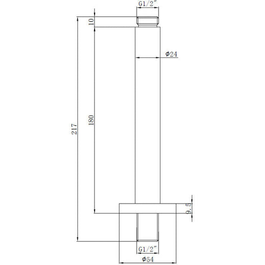 Ruby Ceiling Arm - Matt Black - RUBY106789 - Bathroom Shack