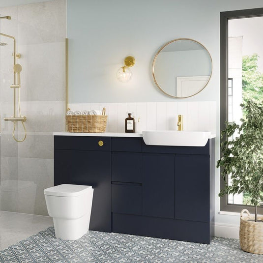 Ruby Chase 1242mm Basin & WC Unit Pack (RH) - Matt Indigo Blue - RUBY107104 - Bathroom Shack
