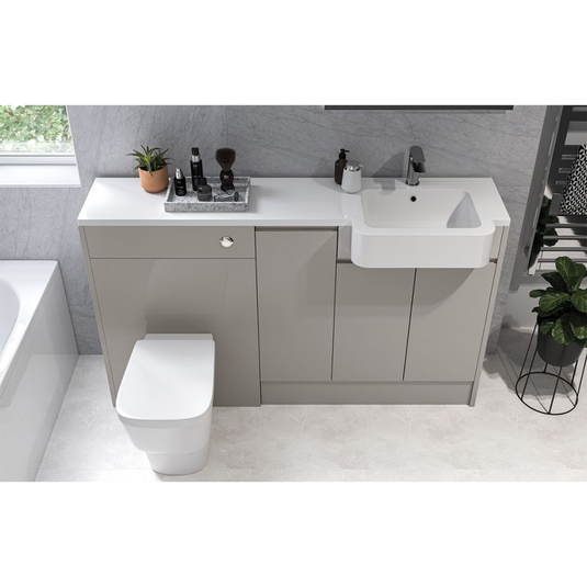Ruby Chase 1542mm Basin / WC & 1 Door Unit Pack (LH) - Pearl Grey Gloss - RUBY107126 - Bathroom Shack