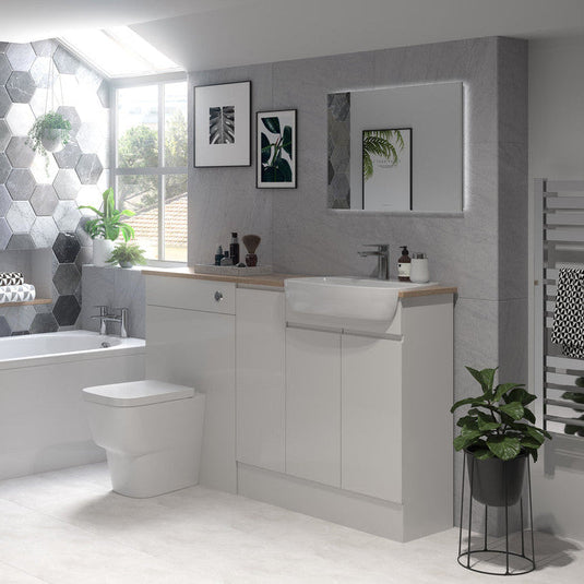 Ruby Chase 1542mm Basin / WC & 1 Door Unit Pack (RH) - Pearl Grey Gloss - RUBY107125 - Bathroom Shack