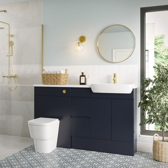 Ruby Chase 1542mm Basin / WC & 3 Drawer Unit Pack (LH) - Matt Indigo Blue - RUBY107111 - Bathroom Shack