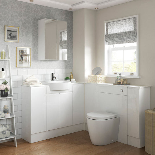 Ruby Chase 500mm 2 Door Mirrored Wall Unit - White Gloss - RUBY2802 - Bathroom Shack