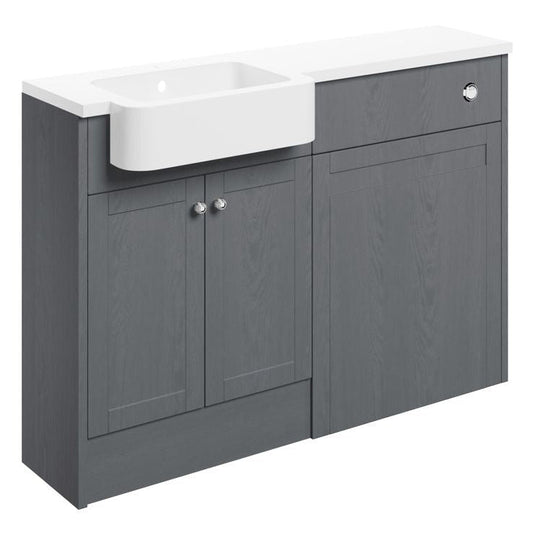 Ruby Cookie 1242mm Basin & WC Unit Pack (RH) - Grey Ash - RUBY107042 - Bathroom Shack