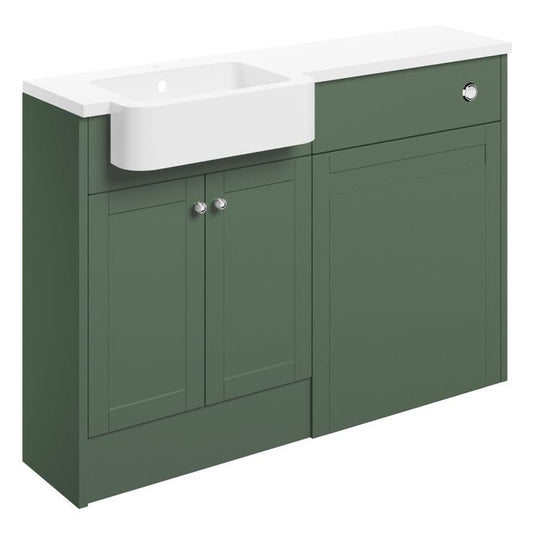 Ruby Cookie 1242mm Basin & WC Unit Pack (RH) - Matt Sage Green - RUBY107069 - Bathroom Shack