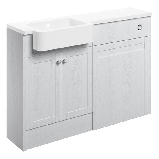 Ruby Cookie 1242mm Basin & WC Unit Pack (RH) - Satin White Ash - RUBY107078 - Bathroom Shack