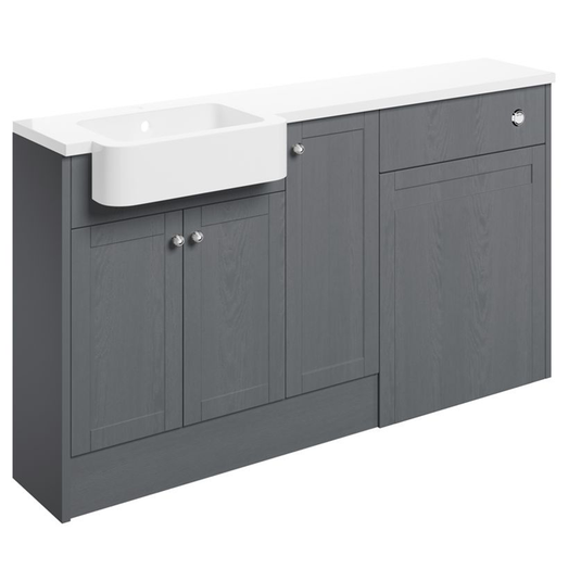 Ruby Cookie 1542mm Basin / WC & 1 Door Unit Pack (RH) - Grey Ash - RUBY107045 - Bathroom Shack
