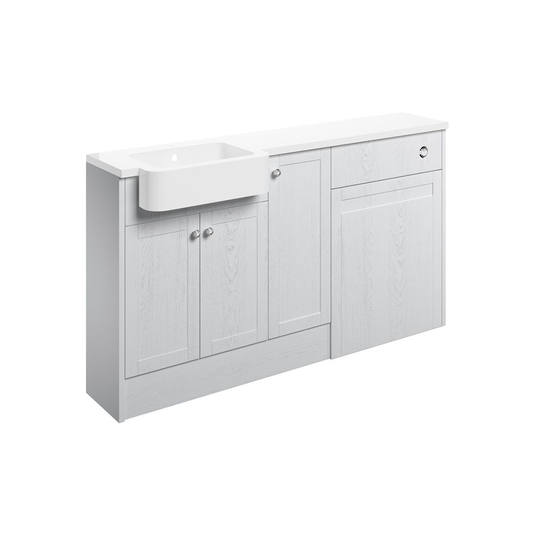 Ruby Cookie 1542mm Basin / WC & 1 Door Unit Pack (RH) - Satin White Ash - RUBY107081 - Bathroom Shack