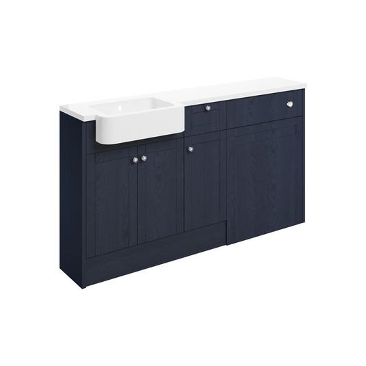 Ruby Cookie 1542mm Basin / WC & 1 Drawer 1 Door Unit Pack (RH) - Indigo Ash - RUBY107057 - Bathroom Shack
