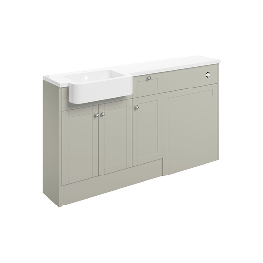 Ruby Cookie 1542mm Basin / WC & 1 Drawer 1 Door Unit Pack (RH) - Matt Latte - RUBY107066 - Bathroom Shack