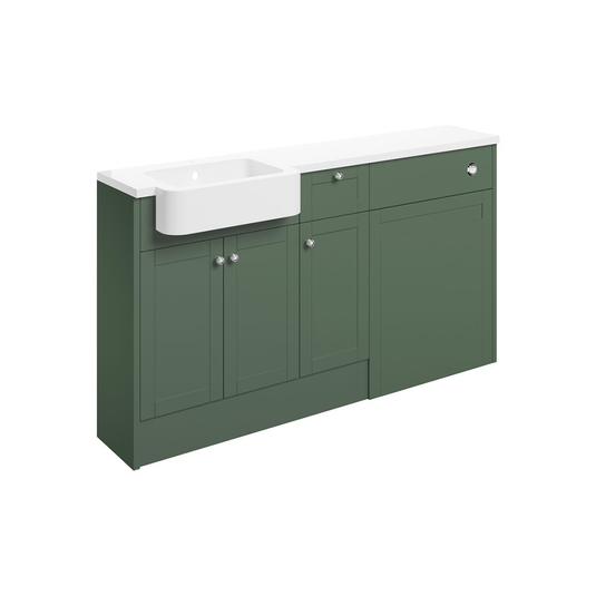 Ruby Cookie 1542mm Basin / WC & 1 Drawer 1 Door Unit Pack (RH) - Matt Sage Green - RUBY107075 - Bathroom Shack
