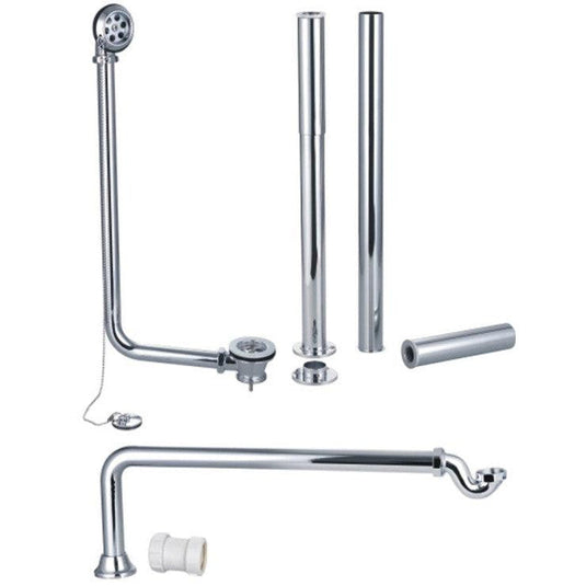 Ruby Exposed Bath Plug & Chain Waste With Pipe Shrouds - Chrome - RUBY4153 - Bathroom Shack