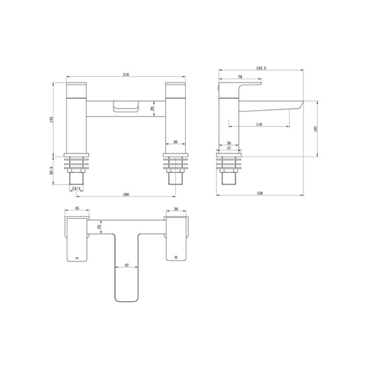 Ruby Ghost Bath Filler - Chrome - RUBY105728 - Bathroom Shack