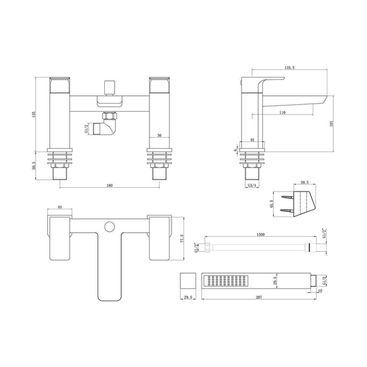 Ruby Ghost Bath/Shower Mixer - Matt Black - RUBY105794 - Bathroom Shack