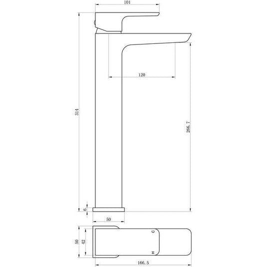 Ruby Ghost Tall Basin Mixer - Matt Black - RUBY105797 - Bathroom Shack