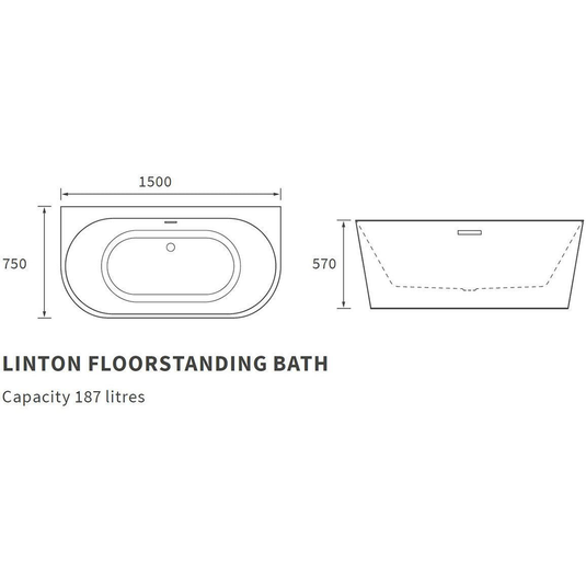 Ruby Gus Freestanding 1700x750x570mm 0TH Bath - RUBY108531 - Bathroom Shack