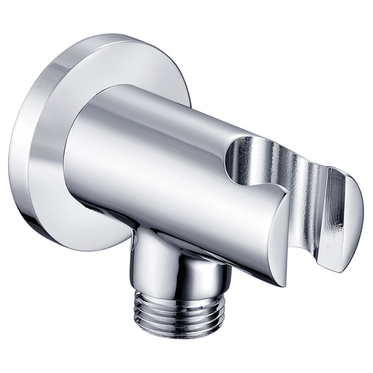 Ruby Handset Wall Bracket w/Wall Outlet - Chrome - Round - RUBY105874 - Bathroom Shack