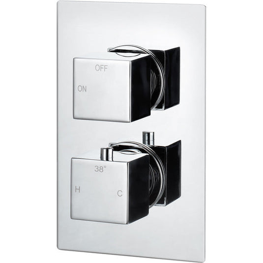 Ruby Hazel Thermostatic Single Outlet Twin Shower Valve - Chrome - RUBY105839 - Bathroom Shack