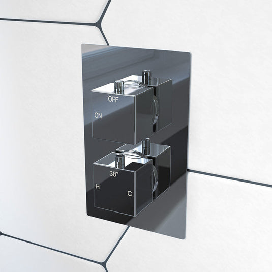 Ruby Hazel Thermostatic Single Outlet Twin Shower Valve - Chrome - RUBY105839 - Bathroom Shack